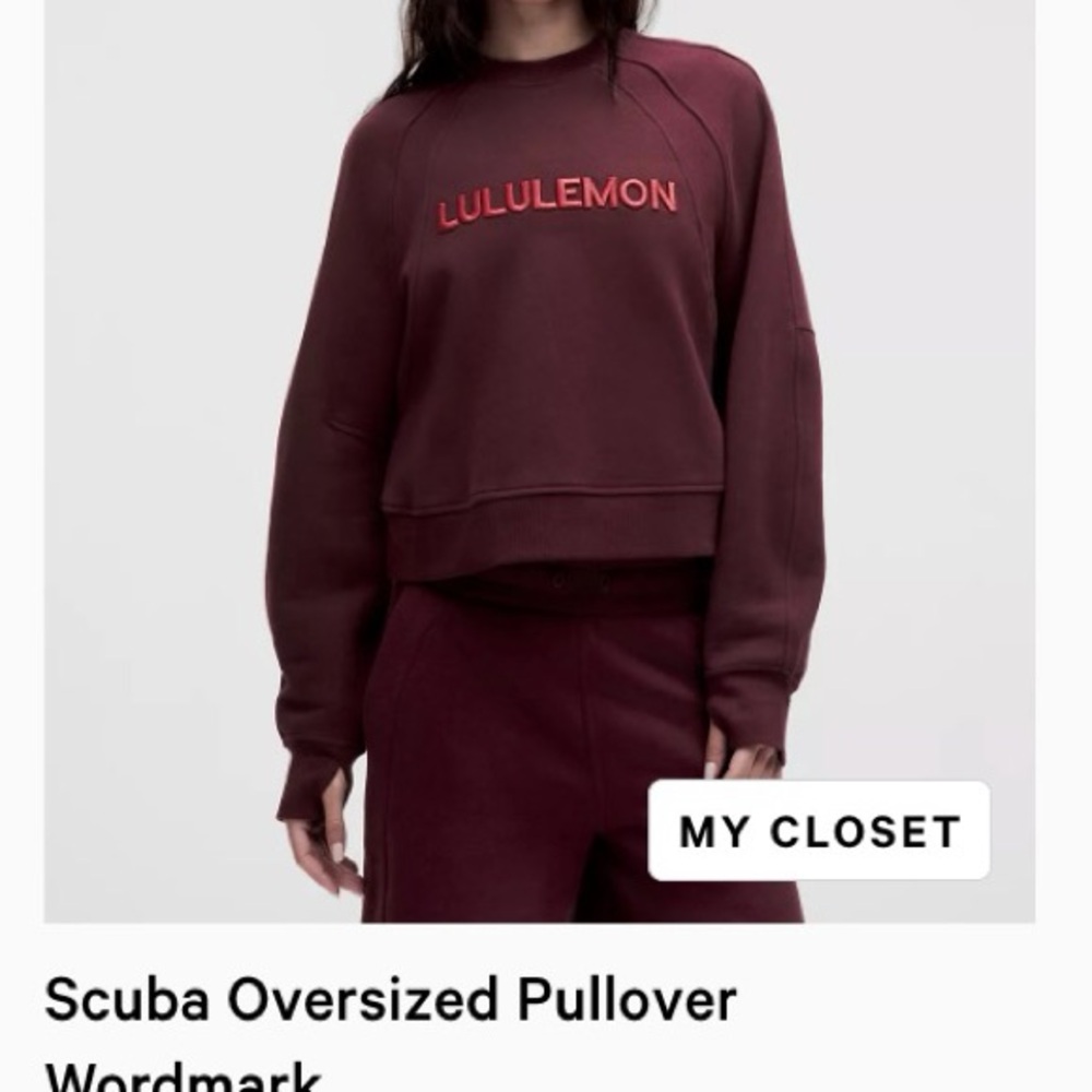 Lululemon Burgundy and Red Scuba Oversized Pullover Wordmark Size M/L - Picture 6 of 6